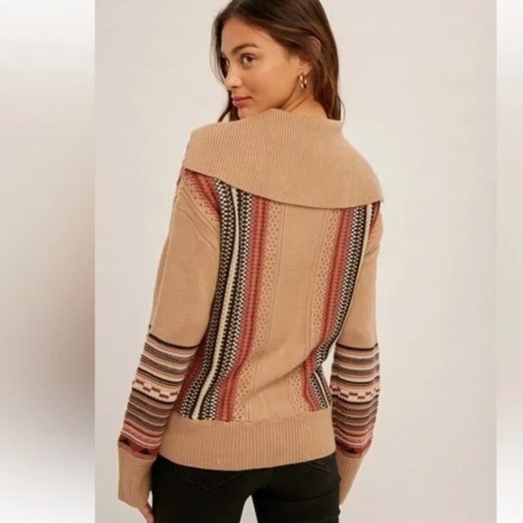 NWT Hem & Thread | Full Zip "Grandpa" Butterfly Collar Sweater sz M - Picture 2 of 3